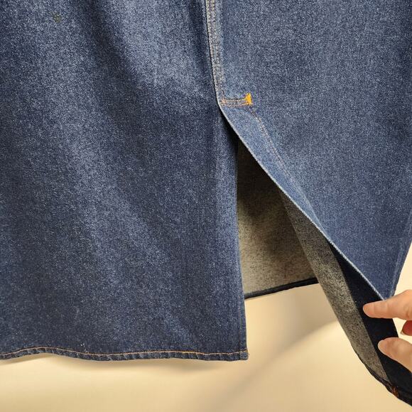 Vintage Gitano Bare Back Denim Midi Skirt Size J8 46" Dark Wash Front Slit 80s - Picture 3 of 9